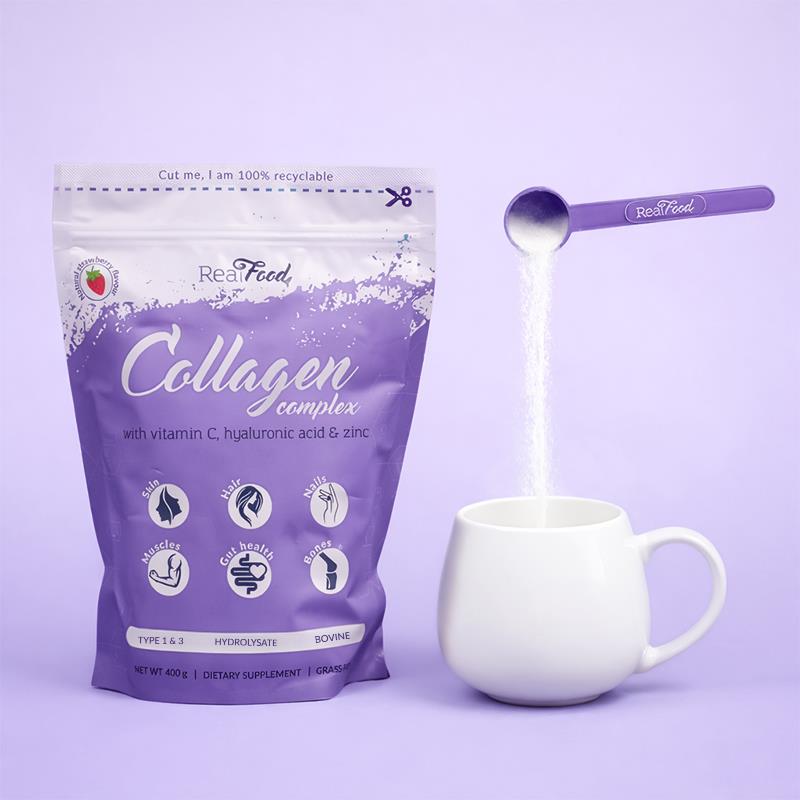 Колаген комплекс с витамин С, хиалуронова киселина и цинк.