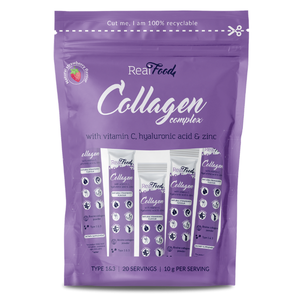 RealFood Collagen Complex с вит. С, хиалуронова киселина и цинк - 20 броя стиксове