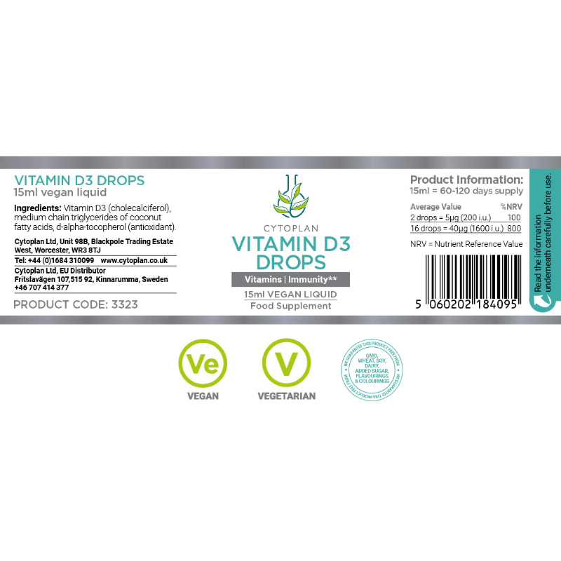 Vitamin D3 Drops - Витамин D3 капки , етикет, състав