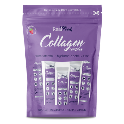 RealFood Collagen Complex с вит. С, хиалуронова киселина и цинк - 20 броя стиксове